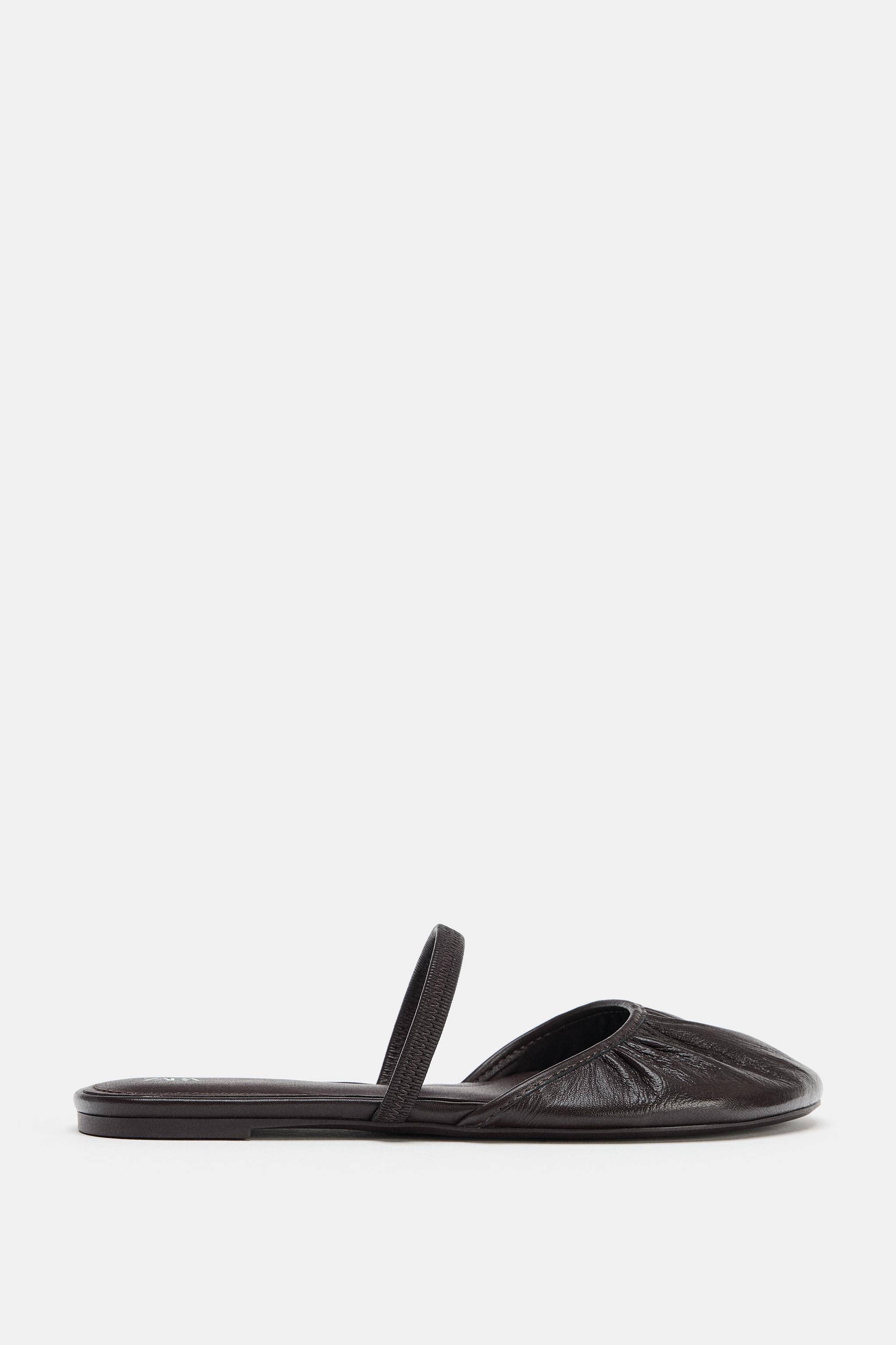 LEATHER SLINGBACK BALLET FLATS